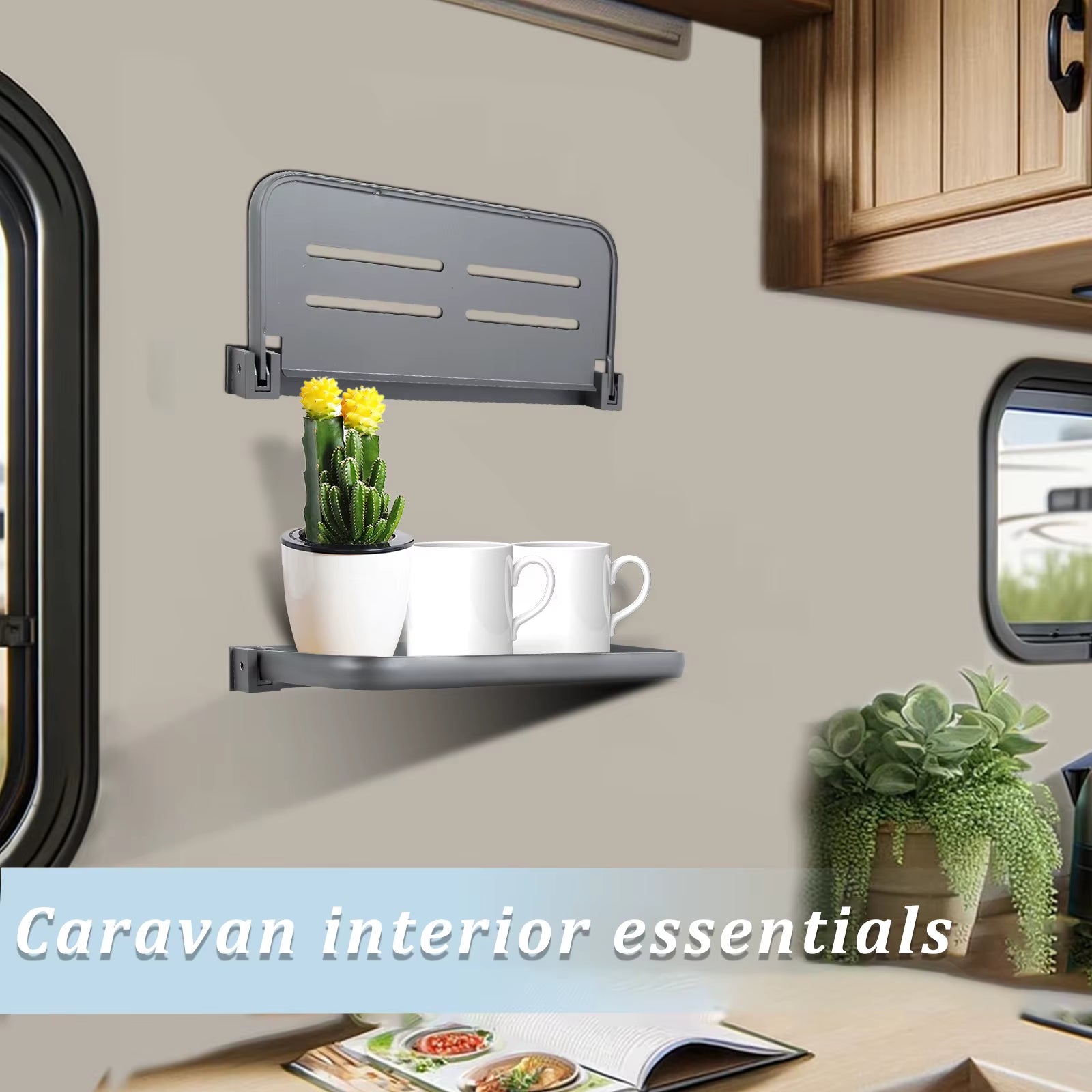 2Pcs RV Foldable Shelf Space Saving Organizer Aluminum Wall Storage Rack RV Floating Shelf Easy to Install Car Accessories