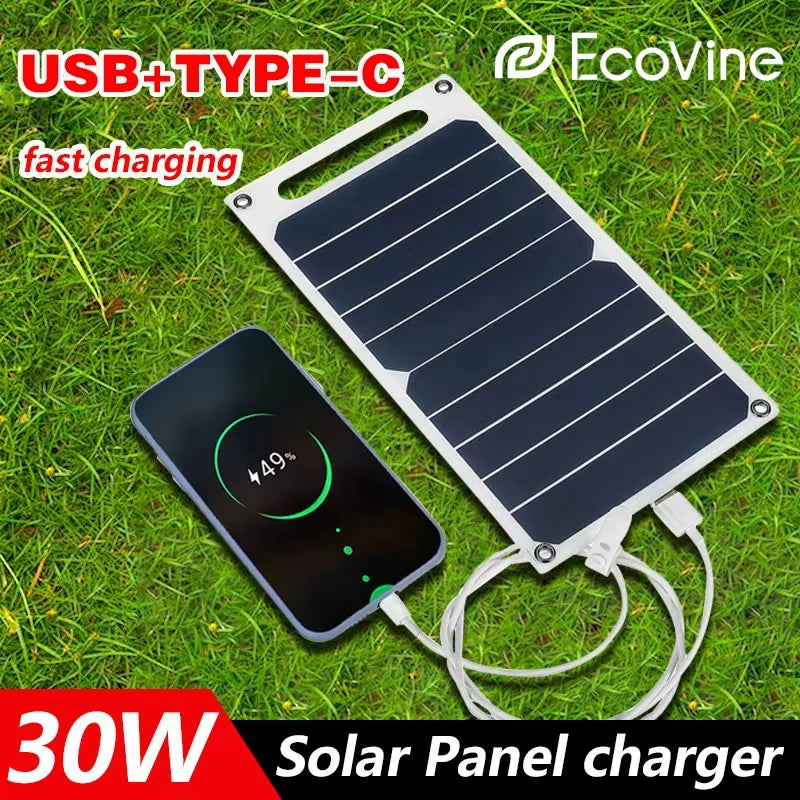 Solar Panel 5V USB Type-C Charge Portable Flexible Kit Lightweigh Mini System for Phones Car Camping Hiking Power Banks IP65