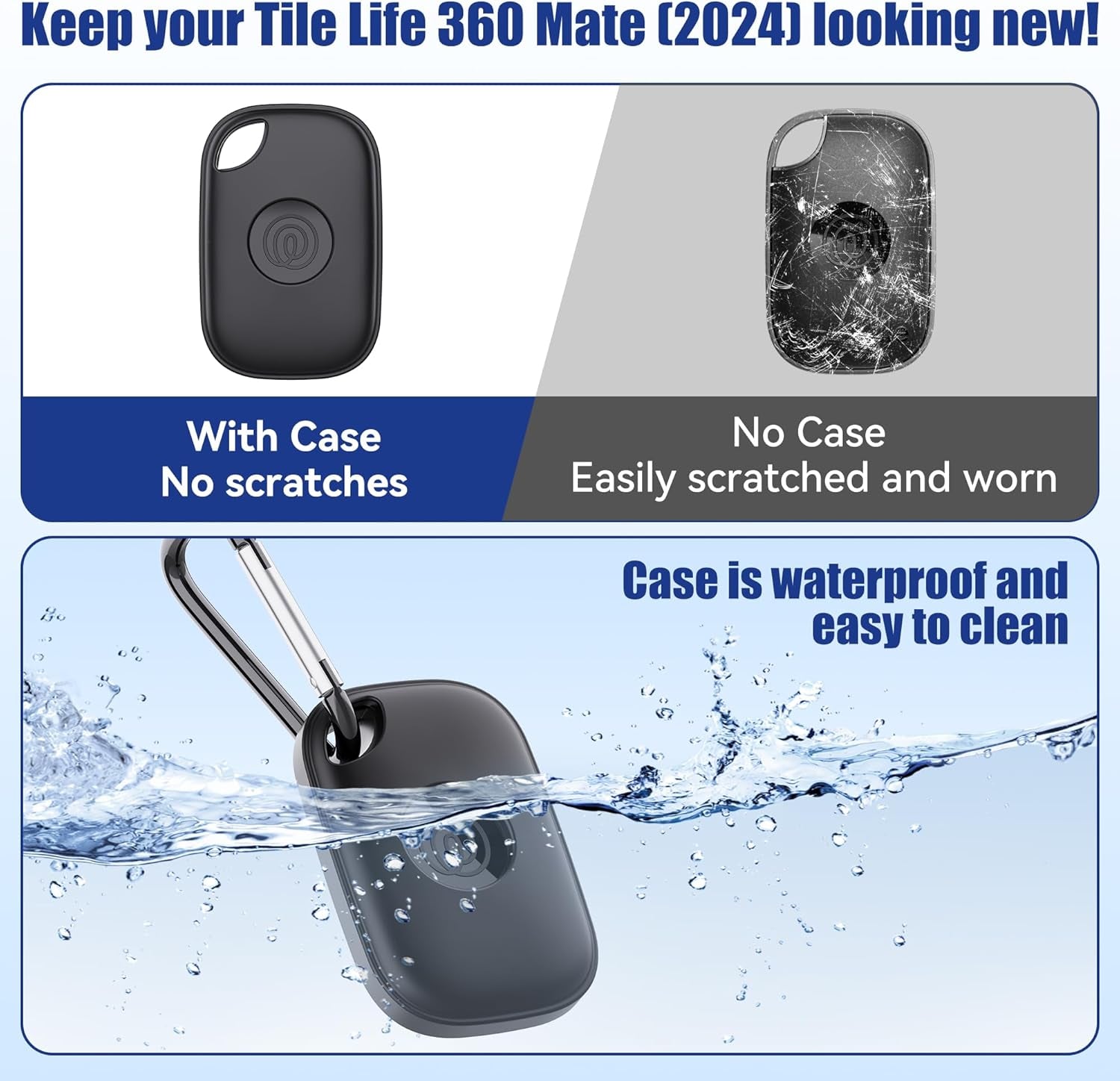 Case for Tile Life360 Pro (2024) Bluetooth Tracker with Keychain 2-Pack, Soft Silicone Cover Holder Key Ring Clip for Tile GPS Item Itag Finders Accessories, for Pet, Bags, Kids, Keys, Luggage