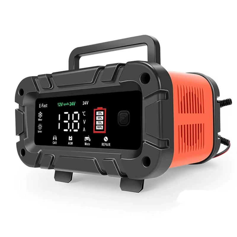 7-Segment 10A/5A/6A Car Motorcycle Charger 12V/24V Smart Charger Lithium AGM GEL Lead-Acid Lifepo4 Battery Charger for Car