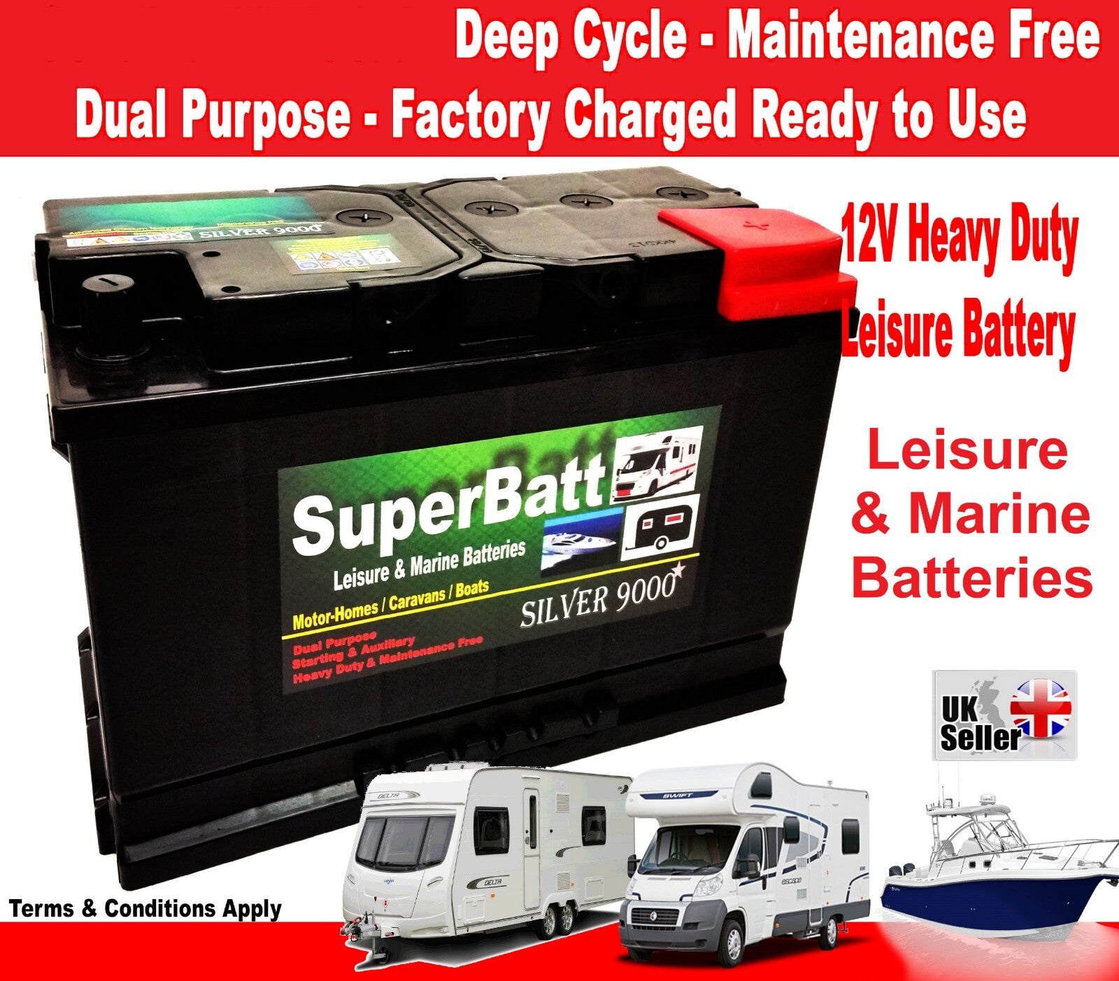 12V 130AH 130 AH SB HL500 Leisure Battery DEEP CYCLE Motorhome Caravan Campervan