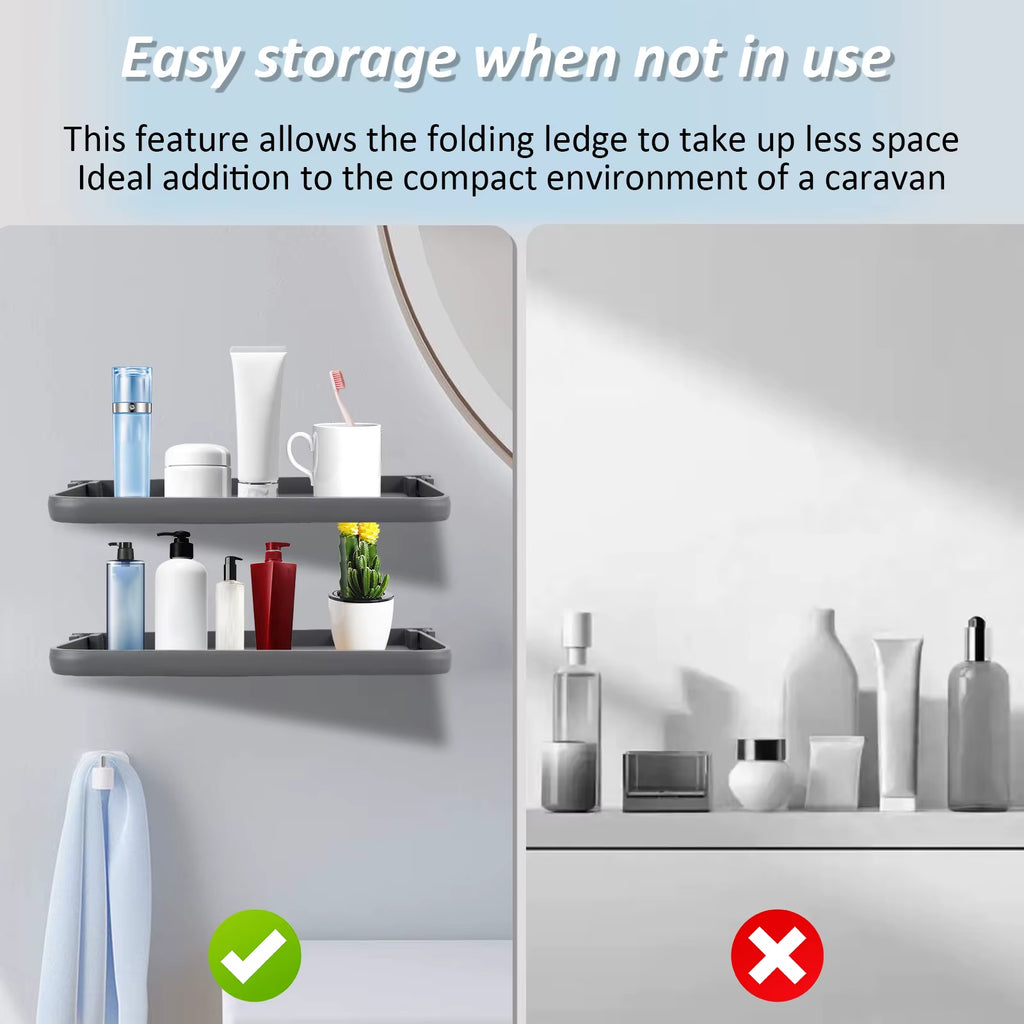2Pcs RV Foldable Shelf Space Saving Organizer Aluminum Wall Storage Rack RV Floating Shelf Easy to Install Car Accessories