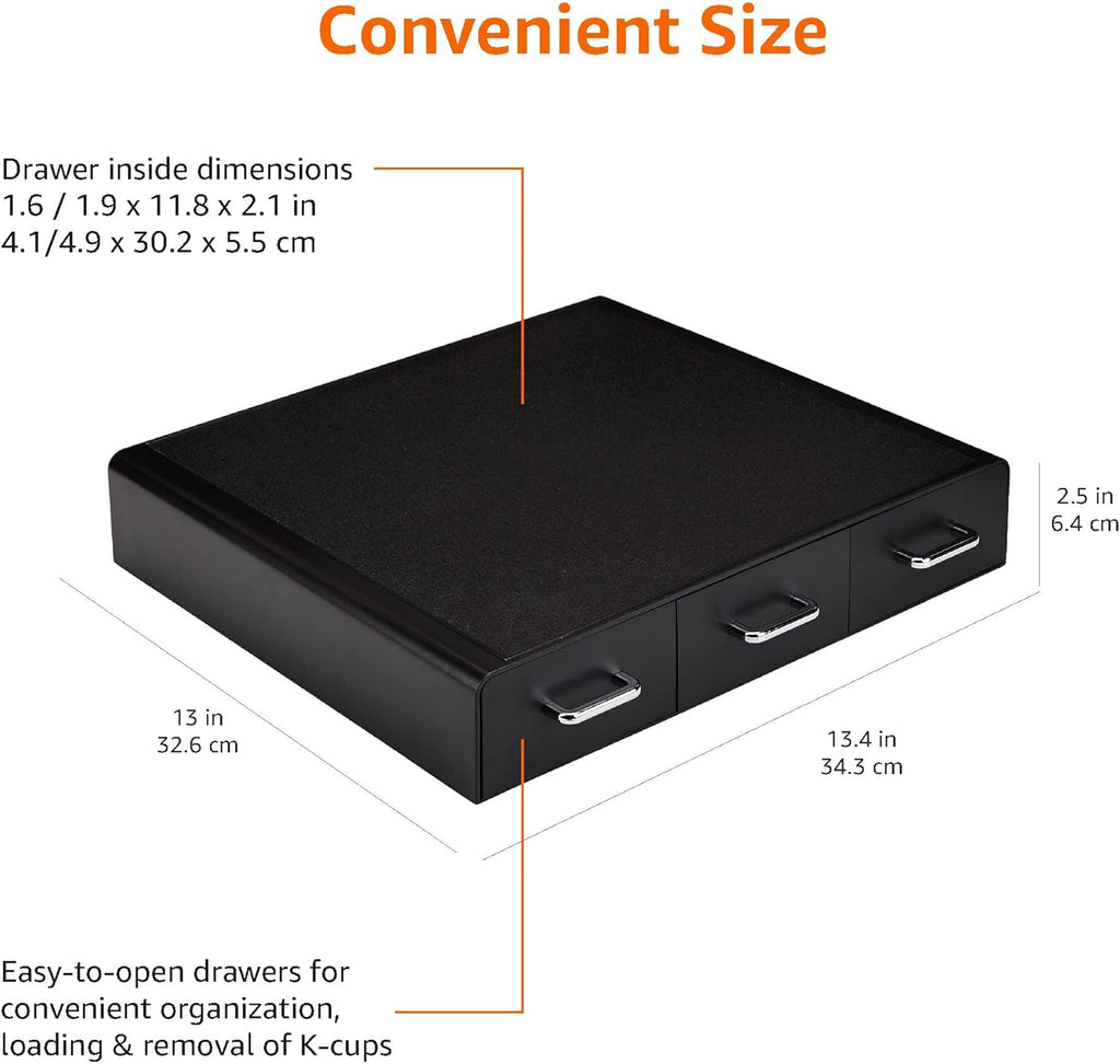 Coffee Pod Storage Drawer for K-Cup Pods - 36 Pod Capacity, Black