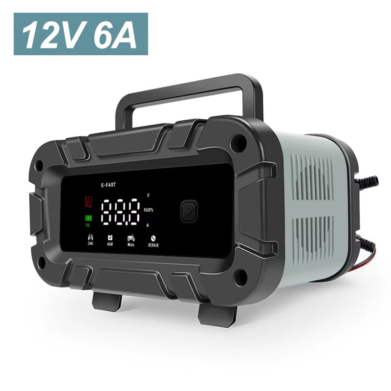 7-Segment 10A/5A/6A Car Motorcycle Charger 12V/24V Smart Charger Lithium AGM GEL Lead-Acid Lifepo4 Battery Charger for Car