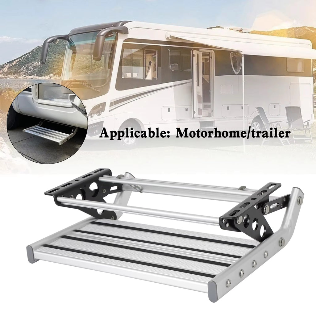 Areyourshop Aluminum Manual Pull Out Drop down Stair Zip Folding Step for Motorhome RV Campervan Caravan Accessories