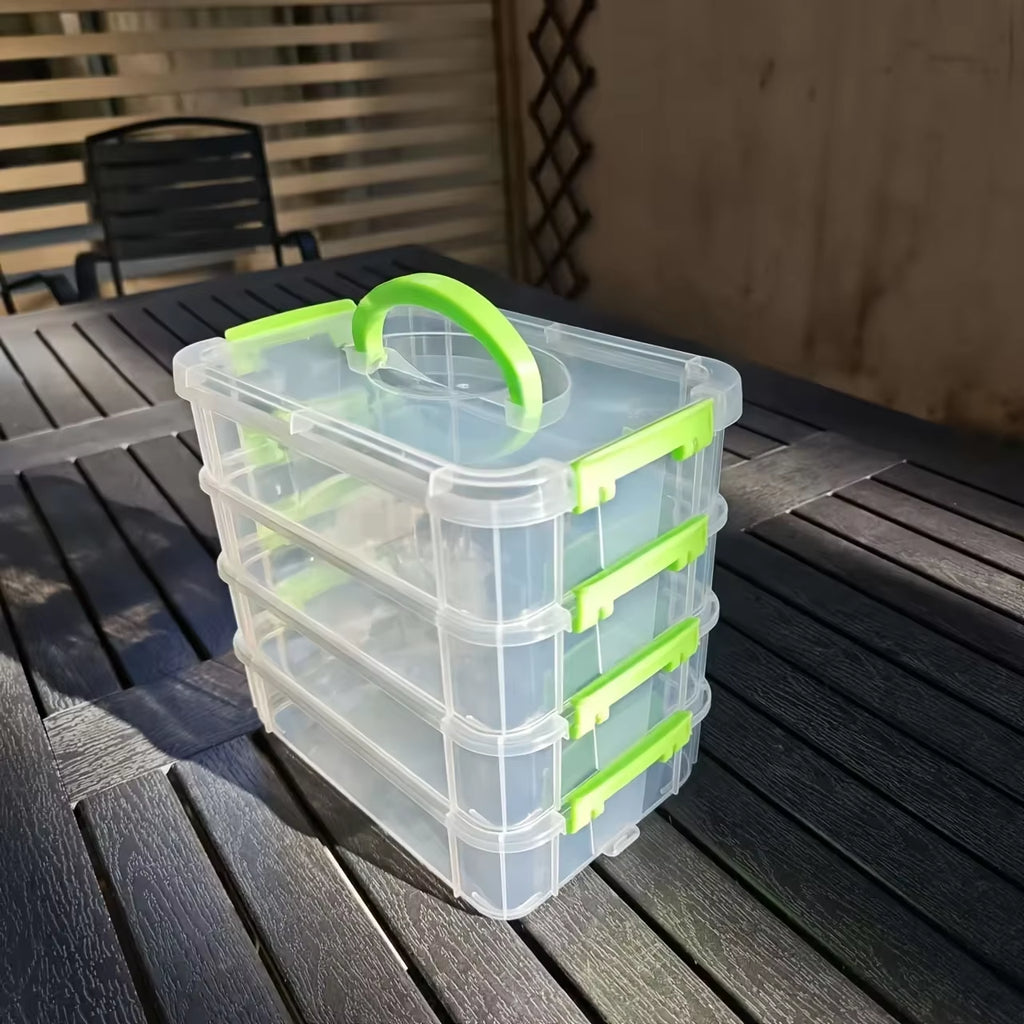 4-Layer Transparent Plastic Storage Box Cover Partitioned Drawer Storage Box Building Block Storage Box Portable Storage Box