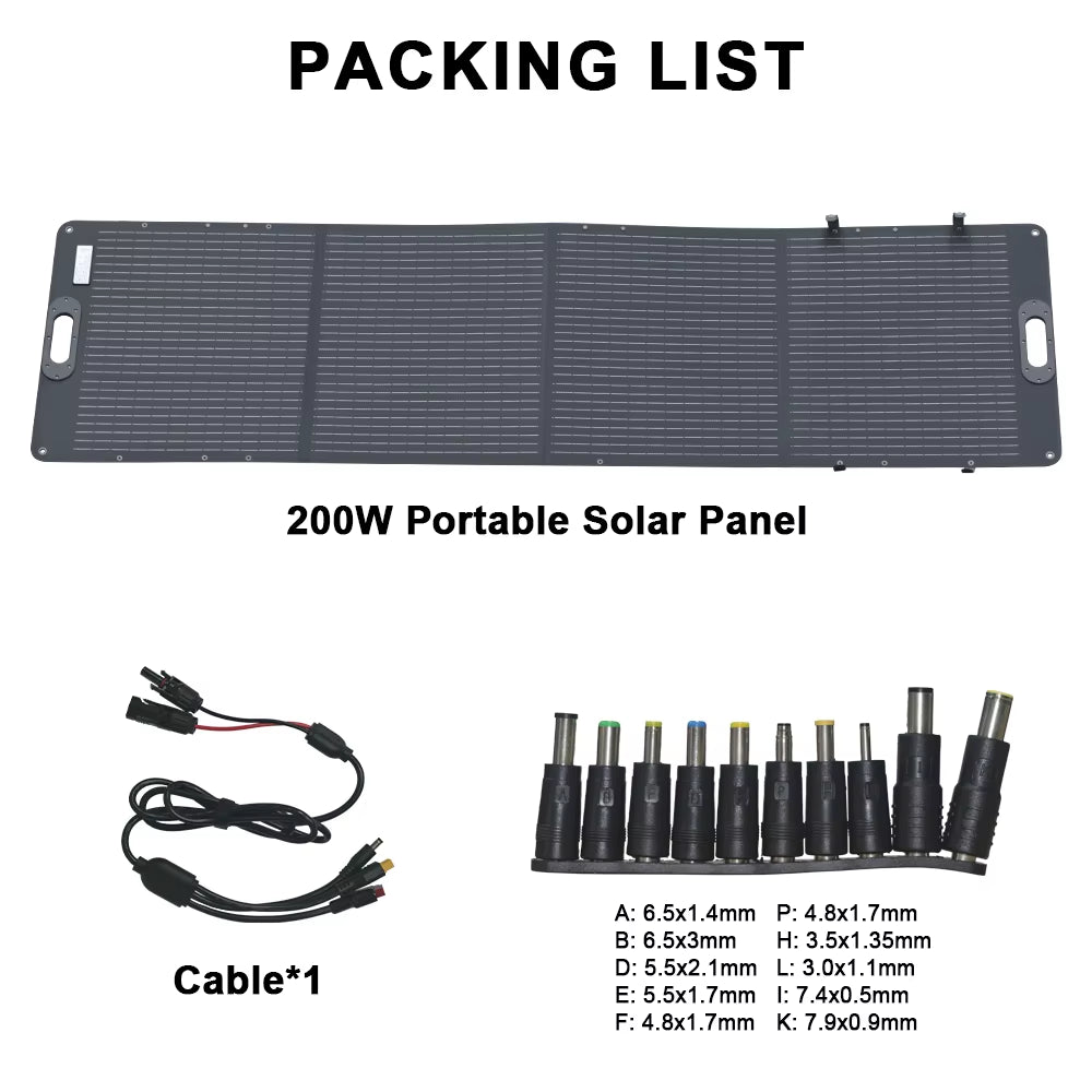 ETFE 200W Foldable Solar Panels Cell 20.5V Portable Solar Charging Panel Complete Kit for Outdoor Tourism Camping Power Station