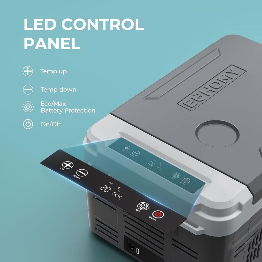 EUHOMY 10L Car Fridge Freezer (-20℃~20℃) - 12/24V DC & 110-240V AC Compressor