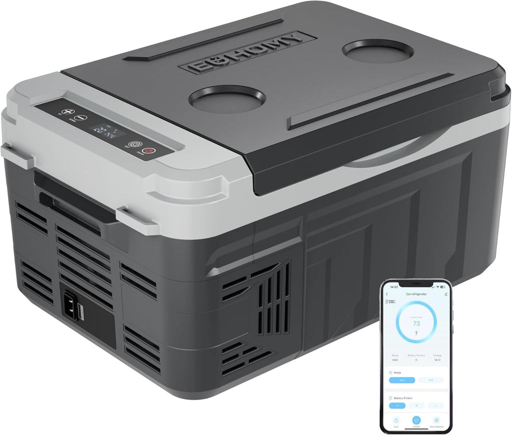 EUHOMY 10L Car Fridge Freezer (-20℃~20℃) - 12/24V DC & 110-240V AC Compressor