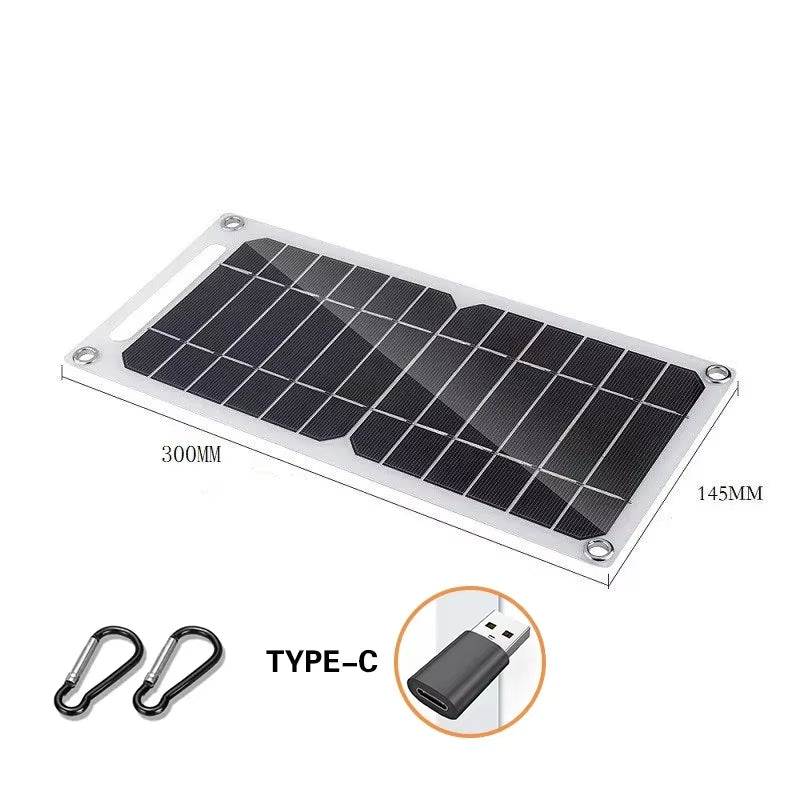 Solar Panel 5V USB Type-C Charge Portable Flexible Kit Lightweigh Mini System for Phones Car Camping Hiking Power Banks IP65