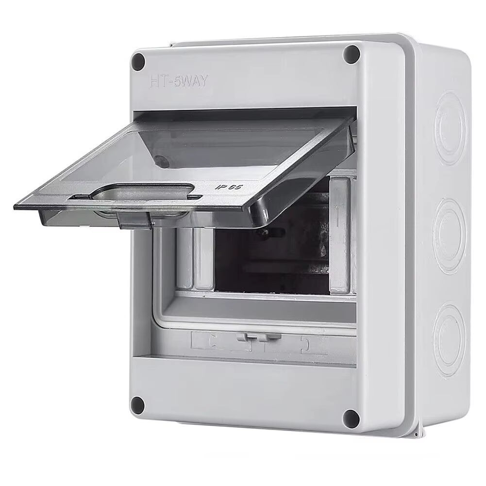 5 Way Garage Caravan Campervan IP65 Weatherproof Consumer Unit Enclosure 25A 30Ma RCD MCB Fuse Box