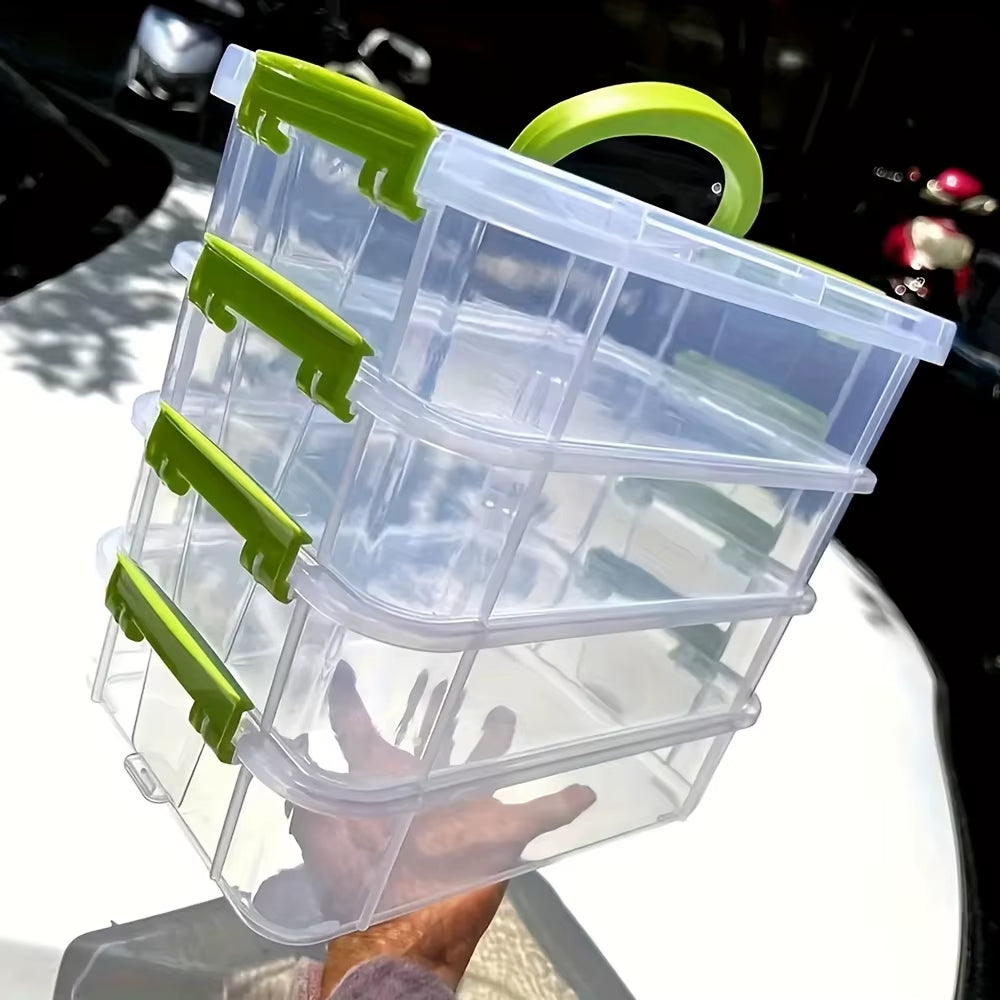 4-Layer Transparent Plastic Storage Box Cover Partitioned Drawer Storage Box Building Block Storage Box Portable Storage Box