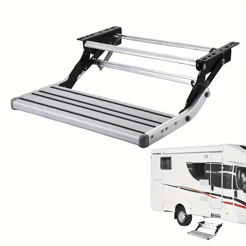 Areyourshop Aluminum Manual Pull Out Drop down Stair Zip Folding Step for Motorhome RV Campervan Caravan Accessories