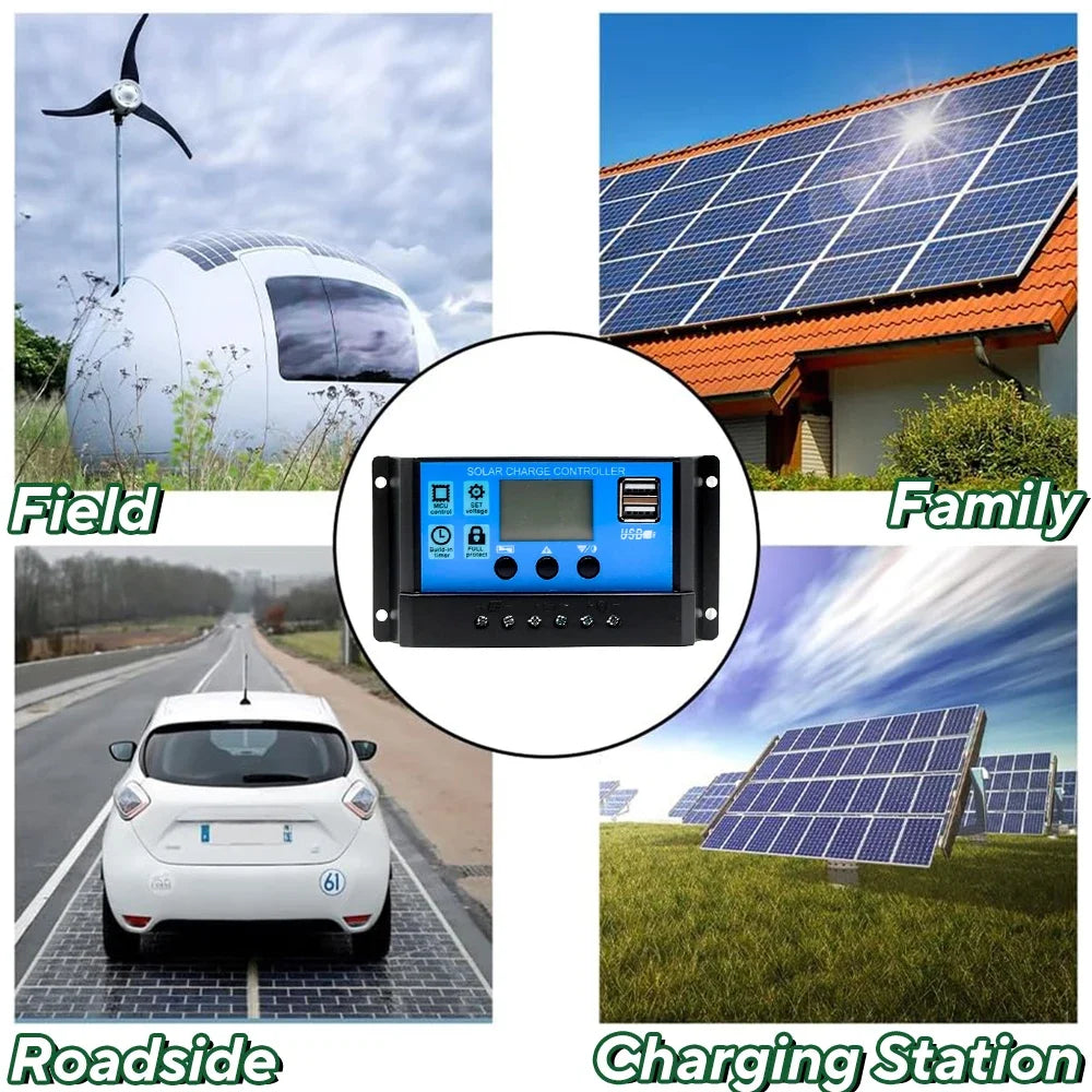 1000W Solar Panel 12V Solar Cell 10A-100A Controller Solar Plate Kit for Phone RV Car Caravan Home Camping Outdoor Battery