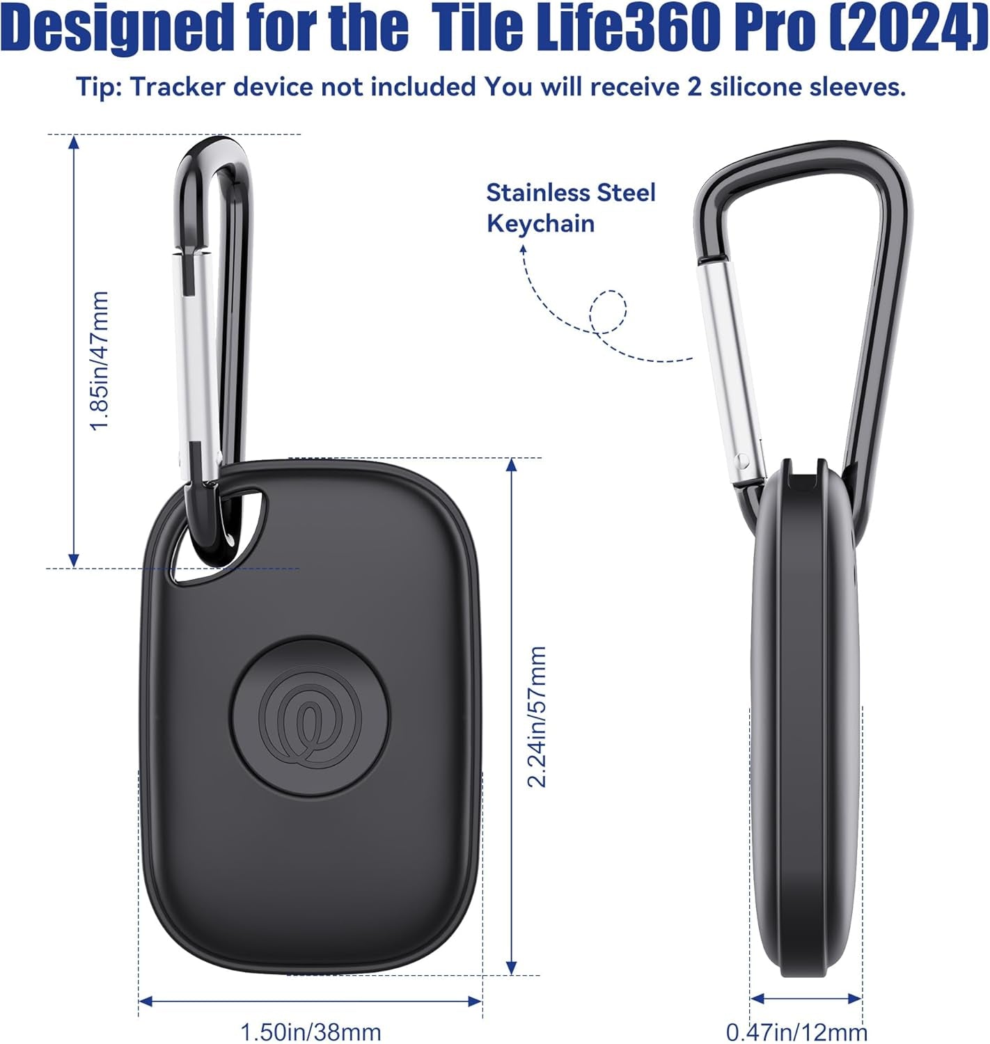 Case for Tile Life360 Pro (2024) Bluetooth Tracker with Keychain 2-Pack, Soft Silicone Cover Holder Key Ring Clip for Tile GPS Item Itag Finders Accessories, for Pet, Bags, Kids, Keys, Luggage