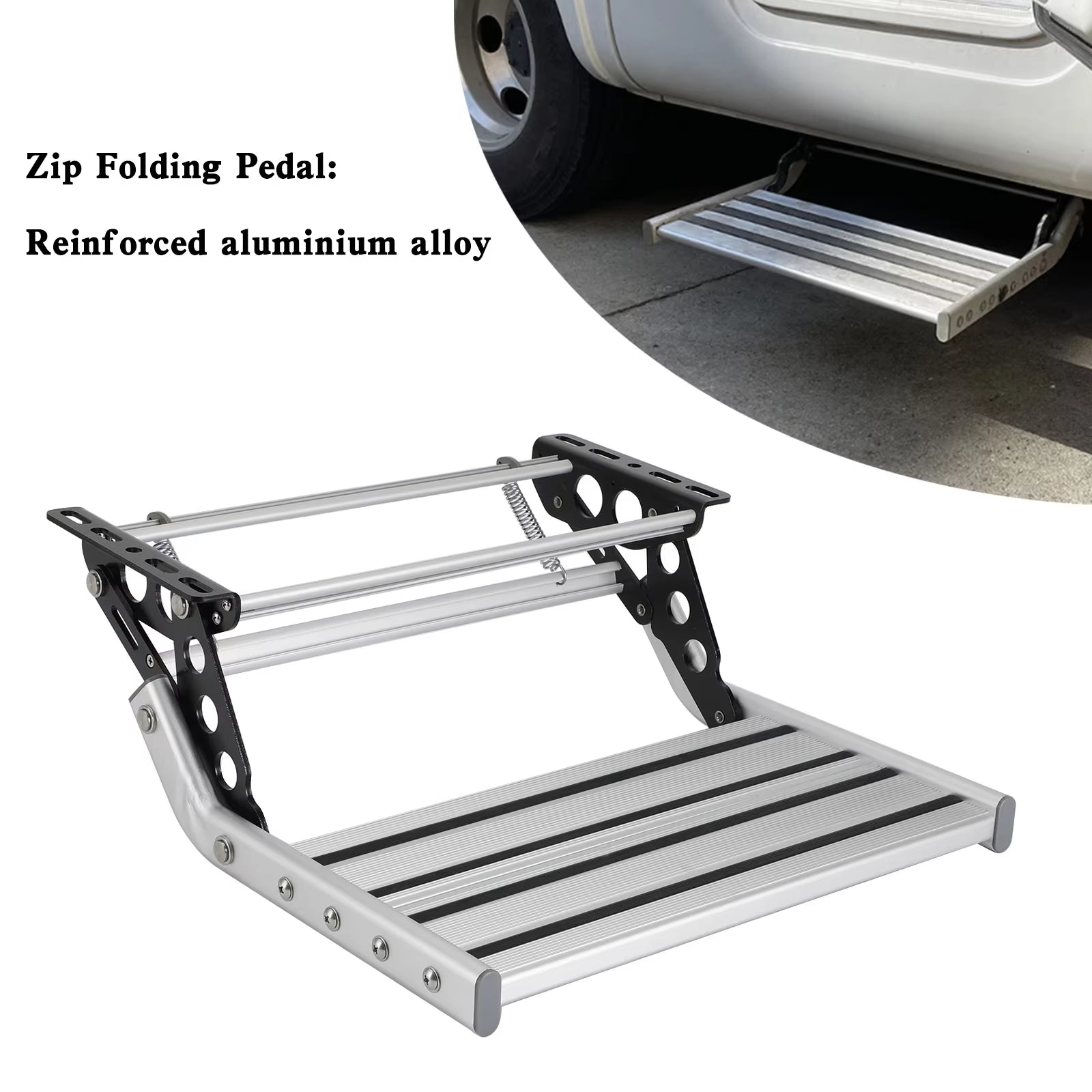 Areyourshop Aluminum Manual Pull Out Drop down Stair Zip Folding Step for Motorhome RV Campervan Caravan Accessories