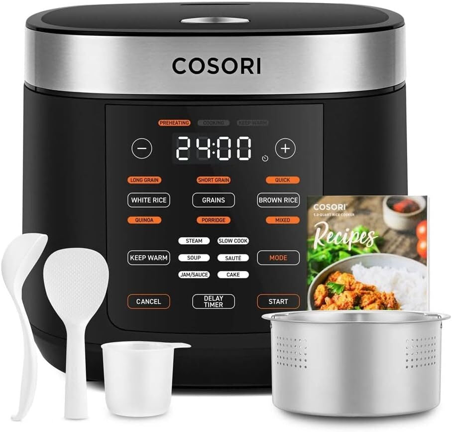COSORI Rice Cooker, Slow Cooker & Steamer with Ceramic Coated Inner Pot and 50