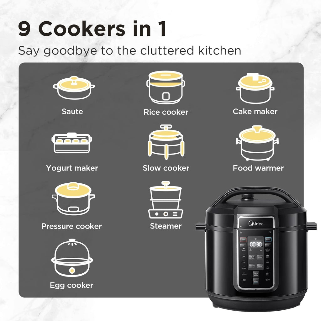 Midea Pressure Cooker Midea Pressure Cooker with 12 Presets and 7.6L Multi Cooke