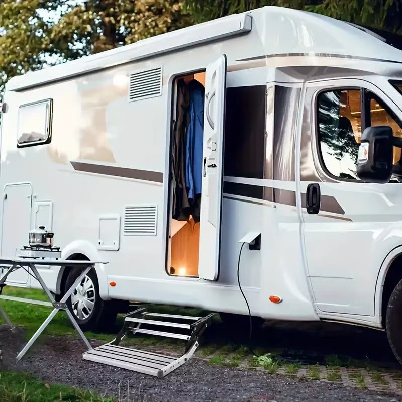 Areyourshop Aluminum Manual Pull Out Drop down Stair Zip Folding Step for Motorhome RV Campervan Caravan Accessories