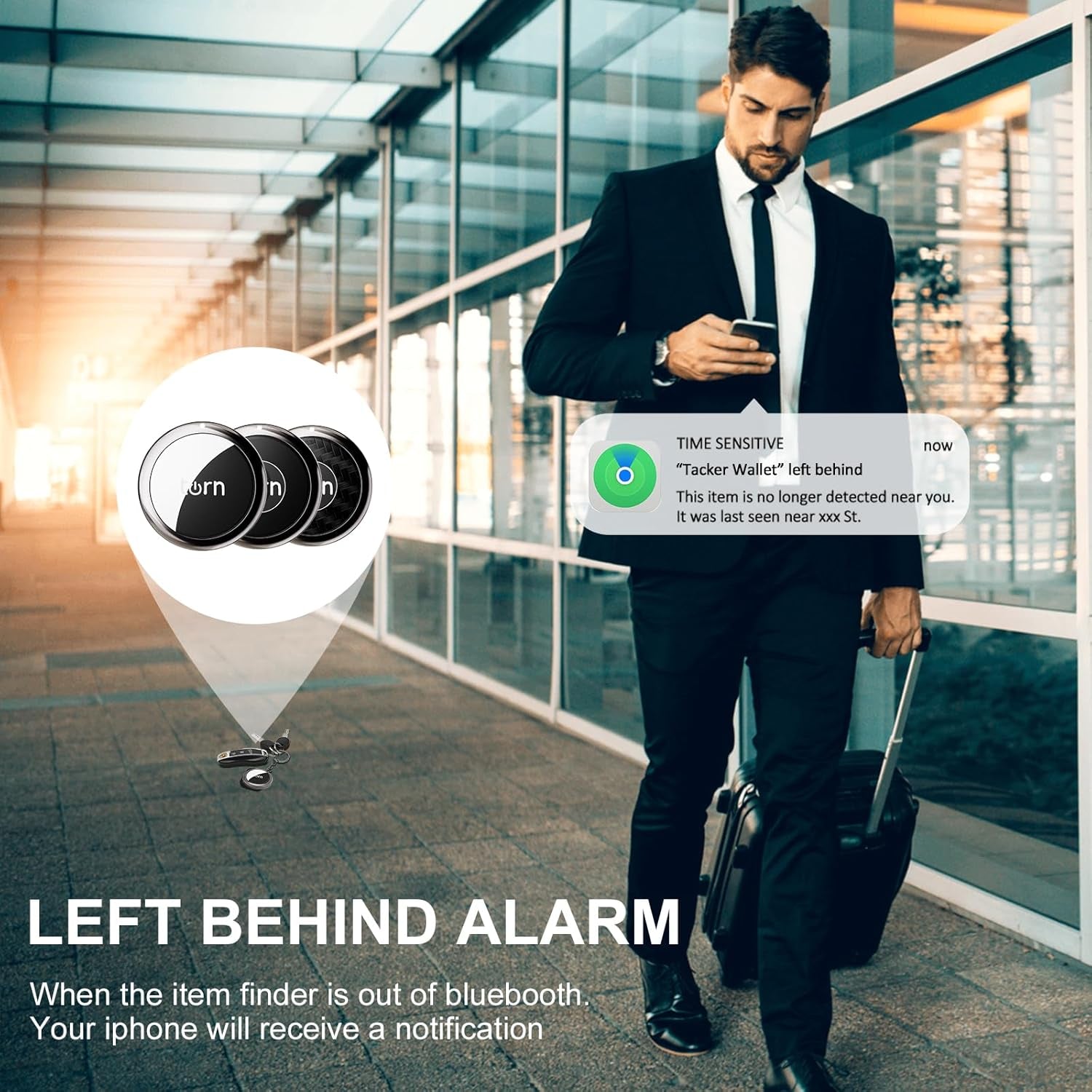 Item Finders Tracker Work for Apple Find My (Ios Only) APP GPS Tracker Tag for Dogs,Cats,Luggage, Keys, Backpack, Satchel Etc. (Black&Carbon)