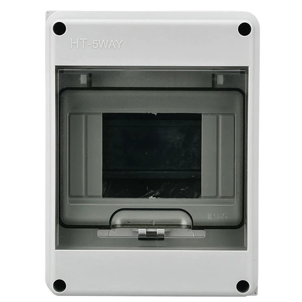 5 Way Garage Caravan Campervan IP65 Weatherproof Consumer Unit Enclosure 25A 30Ma RCD MCB Fuse Box