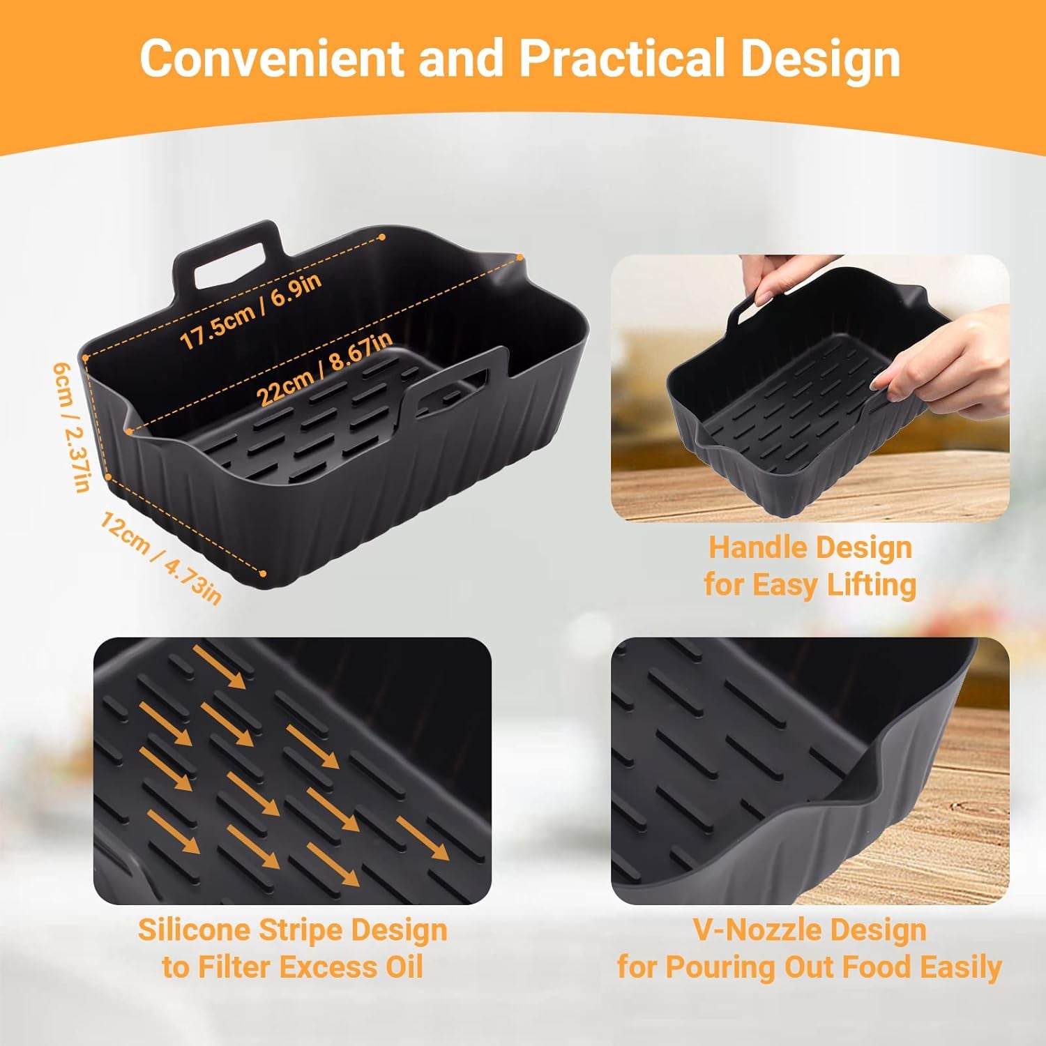 Alyvisun Silicone Air Mold, 2-Piece Accessories Oil-Free Fryer Reusable Air Frye