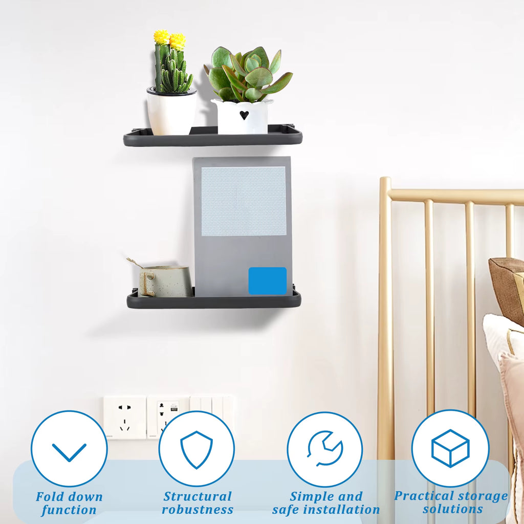 2Pcs RV Foldable Shelf Space Saving Organizer Aluminum Wall Storage Rack RV Floating Shelf Easy to Install Car Accessories