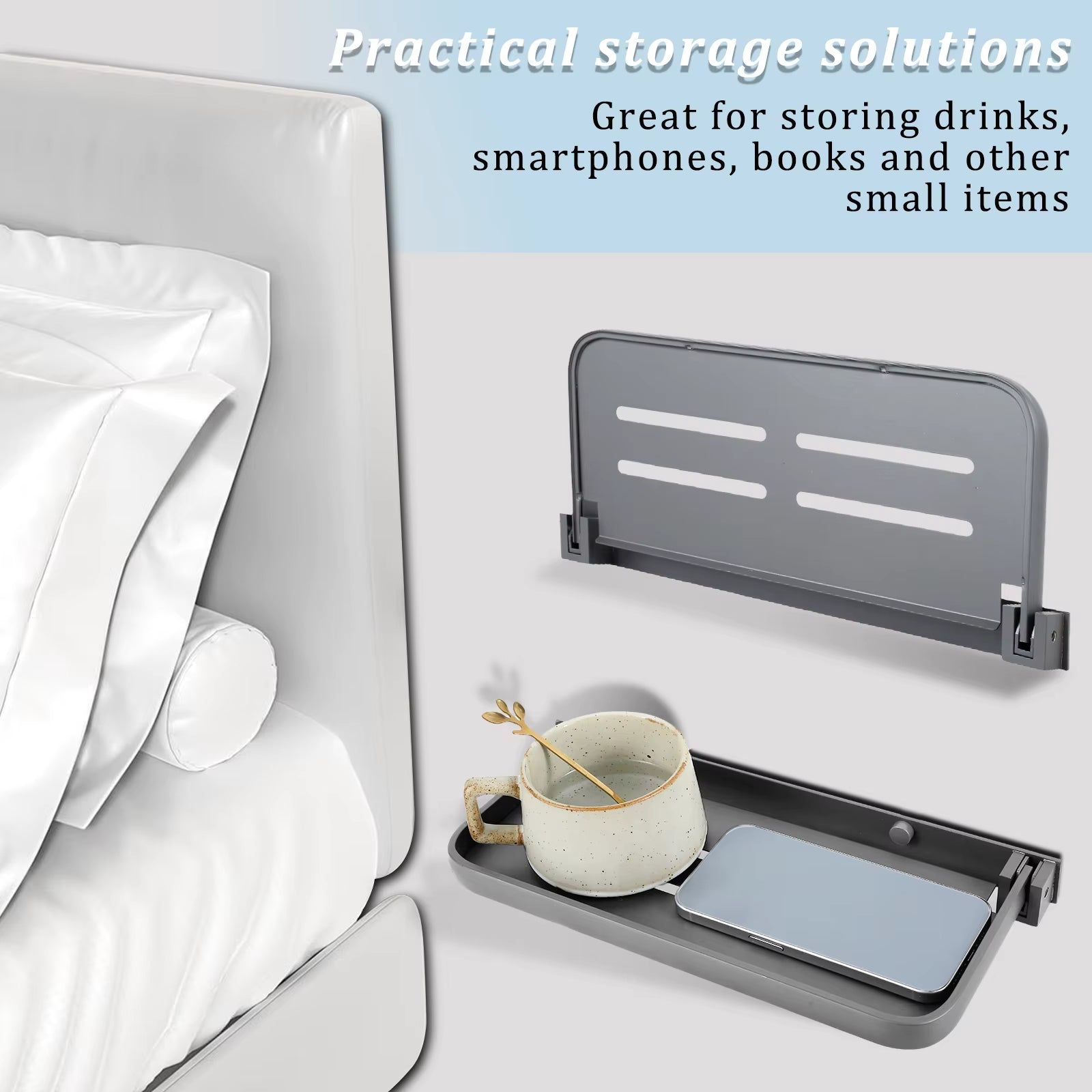 2Pcs RV Foldable Shelf Space Saving Organizer Aluminum Wall Storage Rack RV Floating Shelf Easy to Install Car Accessories